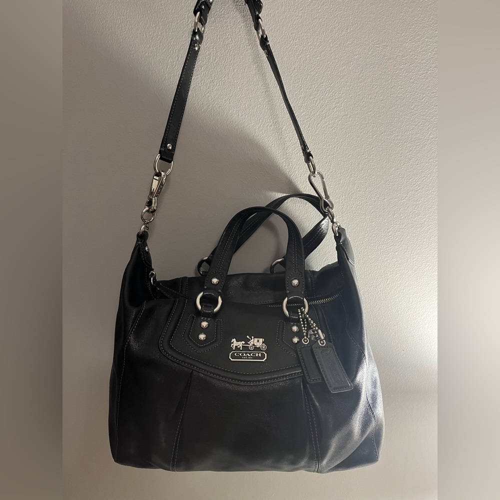 Coach Madison Audrey black leather satchel purse handbag bag